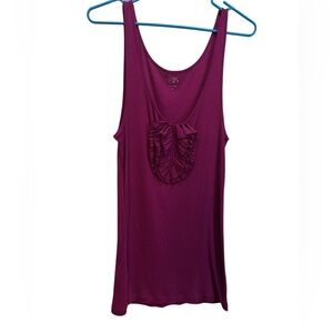 LOFT Deep Purple Tank Top with Front Detail